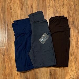 Set of Three Leggings in Brown, Navy, and Gray brand new